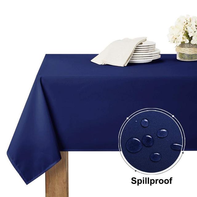 RYB HOME Rectangle Table Cloth for 6-8 Set, Oil-Proof Spill-Proof and Water Resistance Tabletop Protector for Kitchen/Cafes/Brunch/Trade Show, 60 inch x 84 inch, Navy Blue