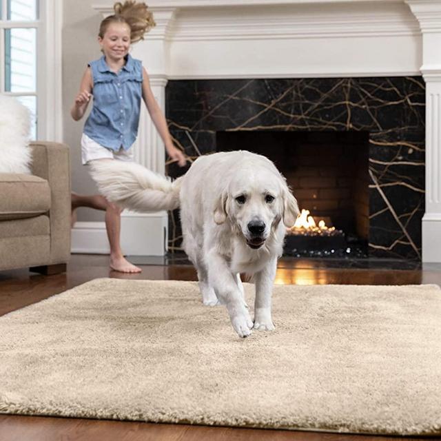 Gorilla Grip Original Faux-Chinchilla Area Rug, 6x9 FT, Many Colors, Soft Cozy Pile Washable Kids Carpet, Rugs for Floor, Luxury Shag Carpets for Home, Nursery, Bed and Living Room, Taupe