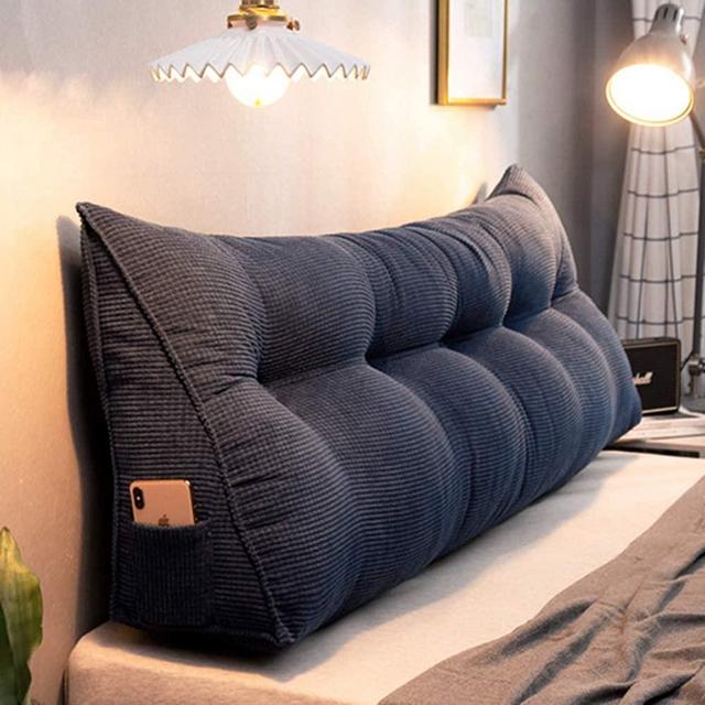Triangular Headboard Pillow, 39" Triangle Cushion Reading Pillow Large Bolster Backrest Positioning Support Wedge Pillow for Daybed Bed with Removable Cover