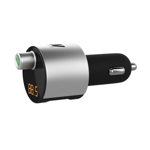 Just Wireless Wireless Bluetooth FM Transmitter with 3.4A/17W 2-Port USB Car Charger - Black