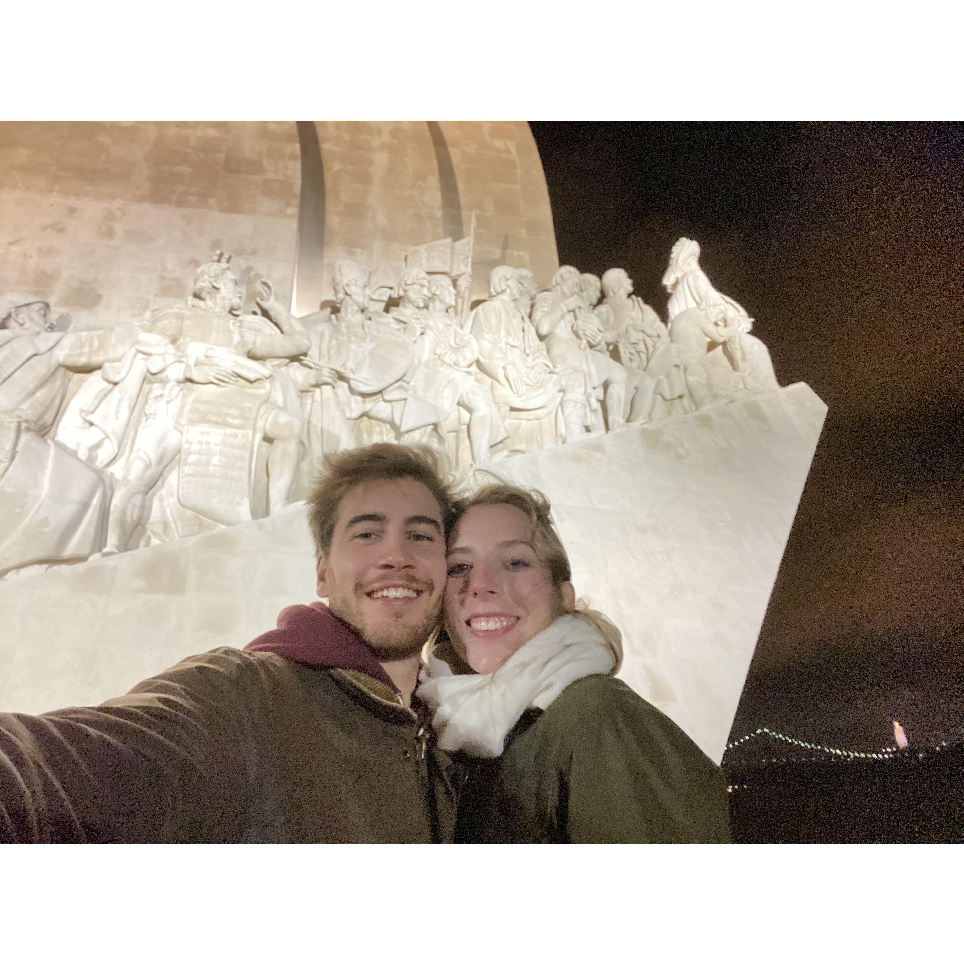 Pedro took me all over Lisbon, and the Discovery Statue at night is truly beautiful