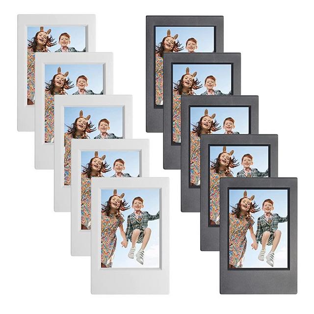 wogozan Mini 3 Inch Photo Picture Frames for Fujifilm Instax Mini 12/11/9/8/7+/EVO Classic Polaroid 2x3 Frame Wallet Size Photo Desktop Display Black&White (10 Pack)