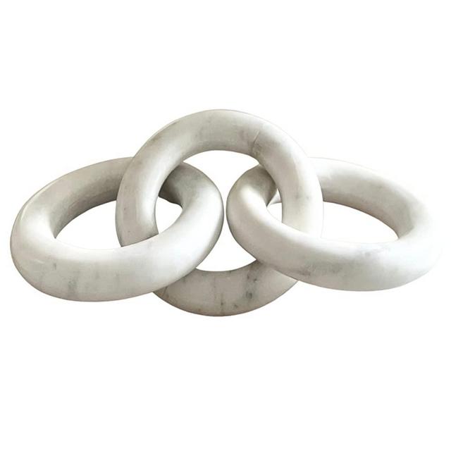 Glimpse & Hollow Marble Chain Link Decor - Book Shelf Decor Accents, Marble Decor, Small Bookshelf Decorative Objects, White Room Decor | Neutral Home Decor, Mid Century Modern Decor | 8"