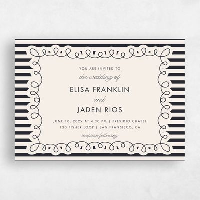 Ebony, Beige Wedding Invitation - Imogen Landscape