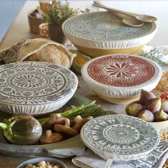 Dish and Bowl Cover Set of 4 Safari Print : 4 sizes cloth bowl cover starter pack