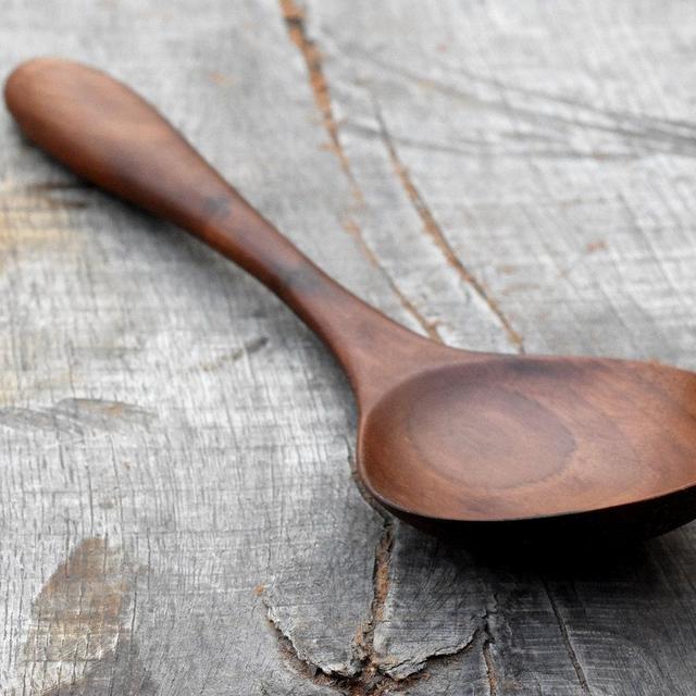 Wooden serving spoon / wooden laddle / walnut/ unique wooden spoon / rice serving spoon / unique wooden utensil / made to great detail +love