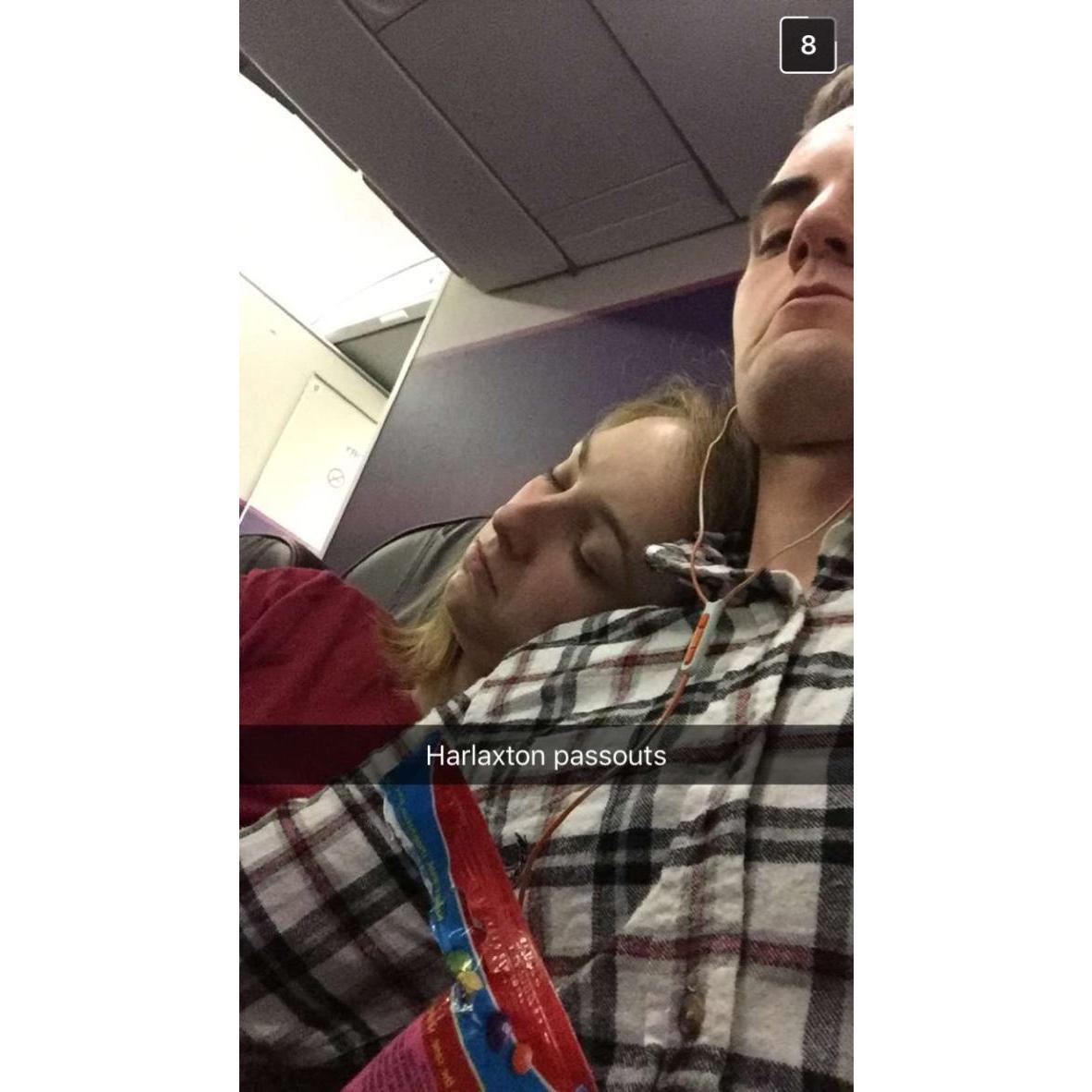 March 2016 // a RyanAir plane most likely // Traveling is exhausting! We would always try to get seats near each other.
