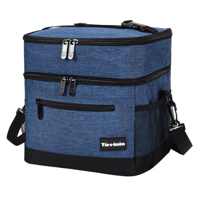 Mens Womens 17L Insulated Lunch Bag, Leak-Proof Reusable Lunch Cooler Totes with Dual-Compartment, Lunch Box for Work, Picnic, School - Tirrinia