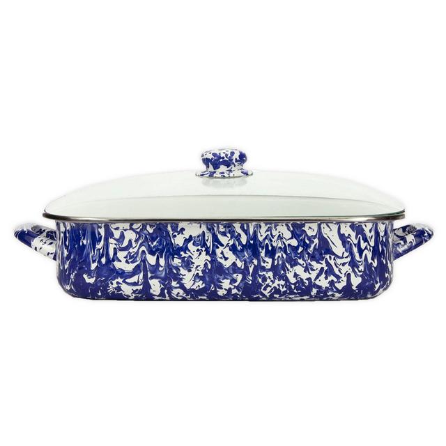 Golden Rabbit® Cobalt Swirl Handled Roaster with Lid