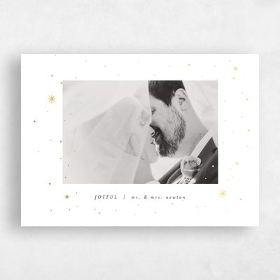 White Standard Holiday Card - Starlight Landscape Foil