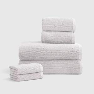 Turkish Ribbed Quick Dry Bath Towel Bundle in Silver