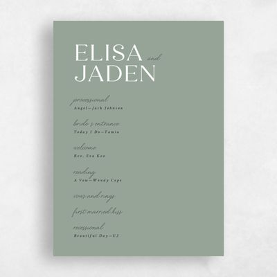 Sage, Green Wedding Program - Hippley