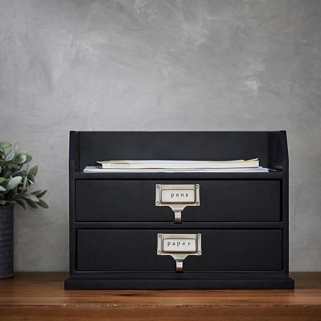 Bedford Two-Drawer Paper Organizer, Black