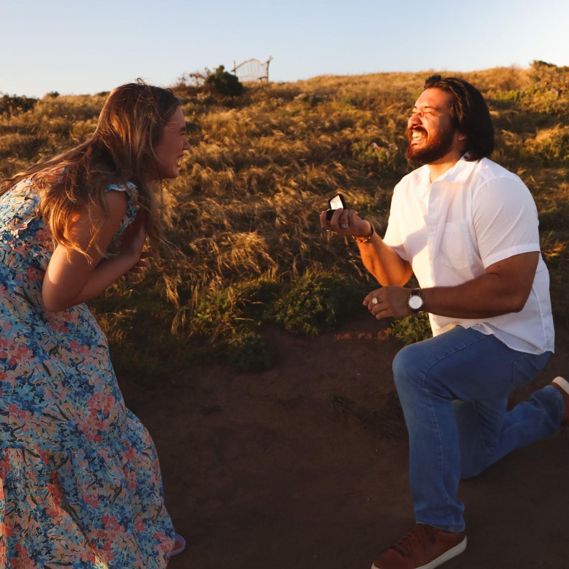 The iconic "she said yes!" photo