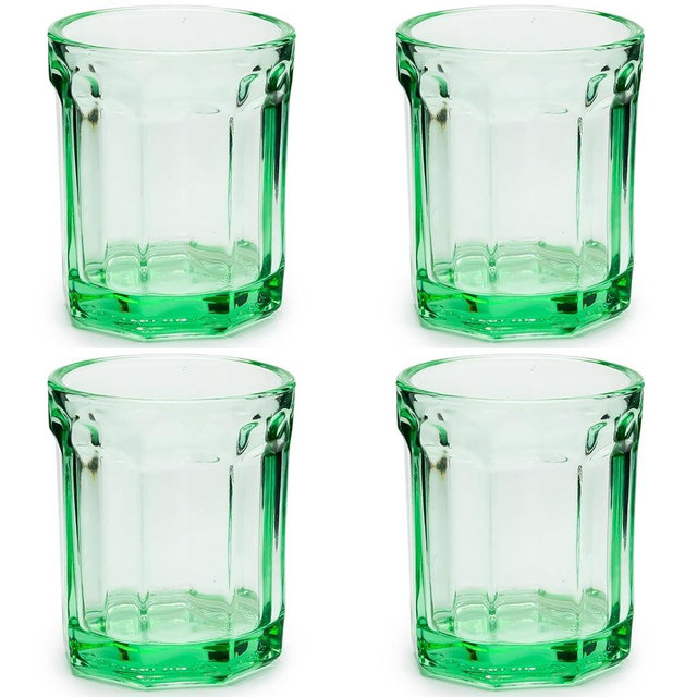 Serax Drinking Glasses Set of 4 | Fish & Fish glassware by Paola Navone | 7.44 FL oz Clear Green Water Glass Cups without Lids | Home Essentials, Kitchen Set | Drinks, Juice, Coffee