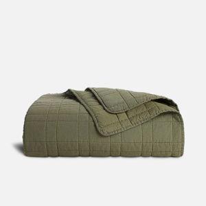Washed European Linen Quilt - Fresh moss - Full/Queen