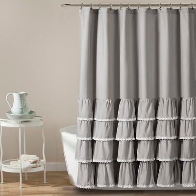 72"x72" Ella Lace Ruffle Shower Curtain - Lush Decor®