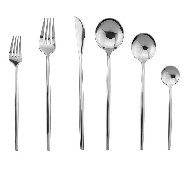 JASHII Silverware Set, Mirror Polished Silver Flatware Cutlery Set Service for 6, Shiny Finish 36 Pieces Stainless Steel Utensils Set Dinner Knife Fork Spoon Dessert Fork Salad Spoon Dishwasher Safe