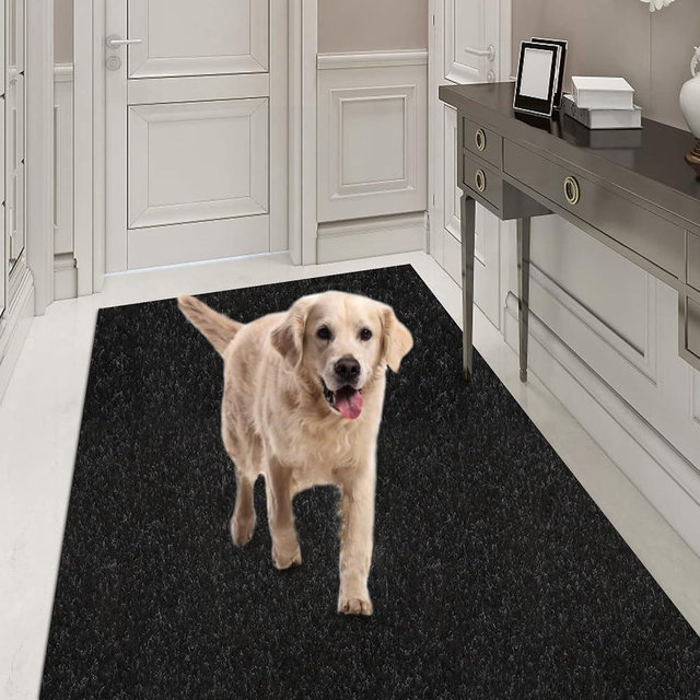Runner Rug 2FT x 8FT, AYOHA 2'-82' Utility Carpet Runner for Entryway Hallway Aisles Balcony Garages, Area Rugs with Non-Slip Rubber Backing, Black (Available Custom Sizes)