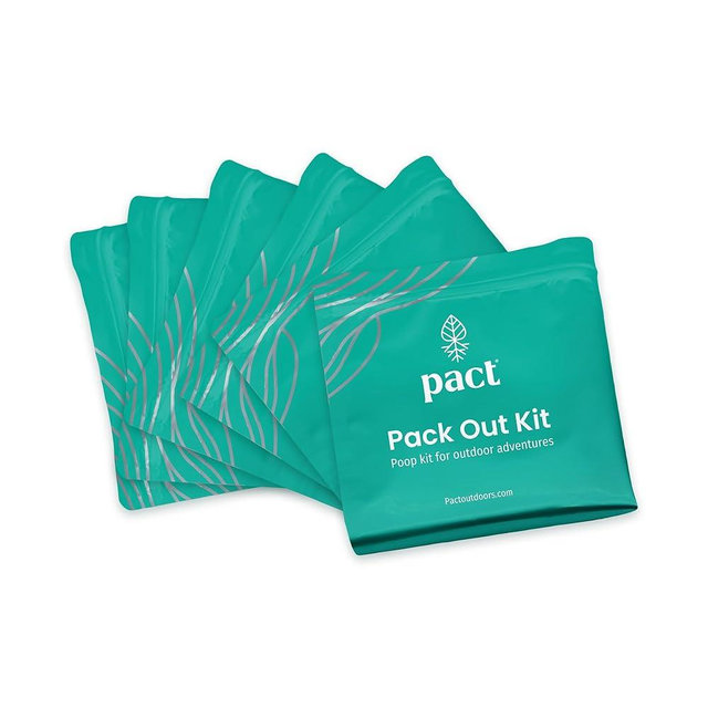 PACT Pack Out Kit - Camping Poop Kit Includes Wet Wipes, Smell Proof Disposal Bags, Hand Wipes, Poop Powder for Odor and Human Waste Bags for Camping and Backpacking
