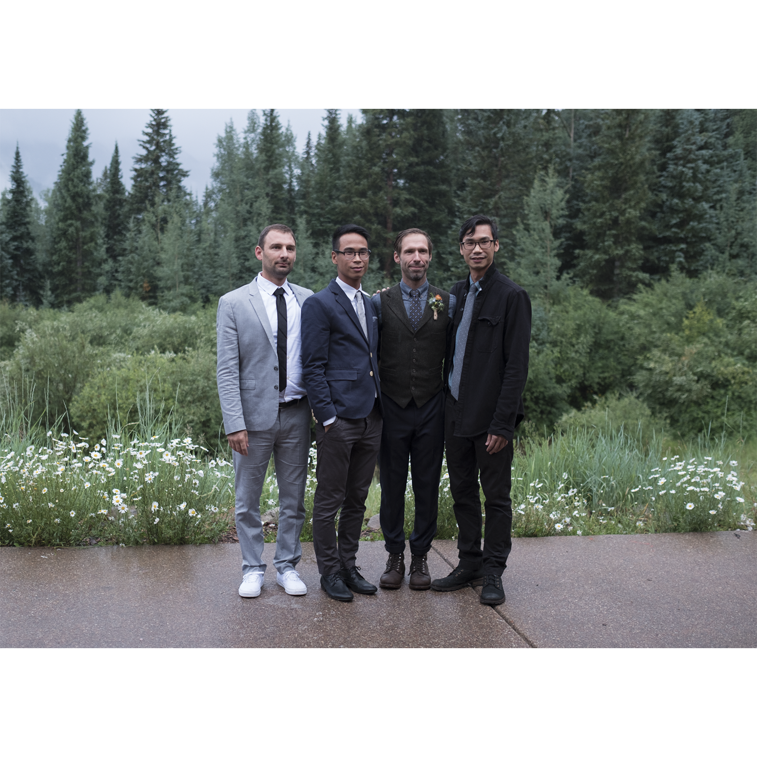 The brothers gather for Christian and Sara's wedding. Aspen, CO
