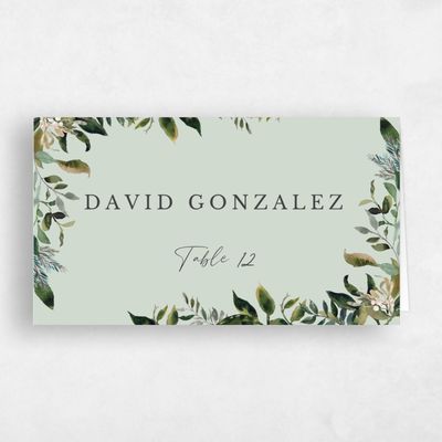 Light Sage, Green Wedding Place Card - Buxton