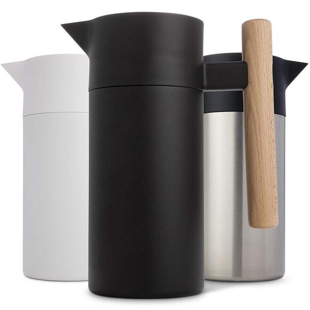 Hastings Collective Thermal Coffee Carafe 40 Oz - Stainless Steel Double Walled Vacuum Insulated Carafe - 1 Liter Thermal Coffee Pot Thermos, Travel Size Beverage Dispenser with Tea Infuser (Black)