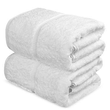 Towel Bazaar 100% Turkish Cotton Bath Sheets, 700 GSM, 35 x 70 Inch, Eco-Friendly (2 Pack, White)
