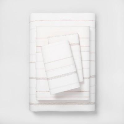 Queen Organic Sheet Set Stripe Blush - Hearth &#38; Hand&#8482; with Magnolia