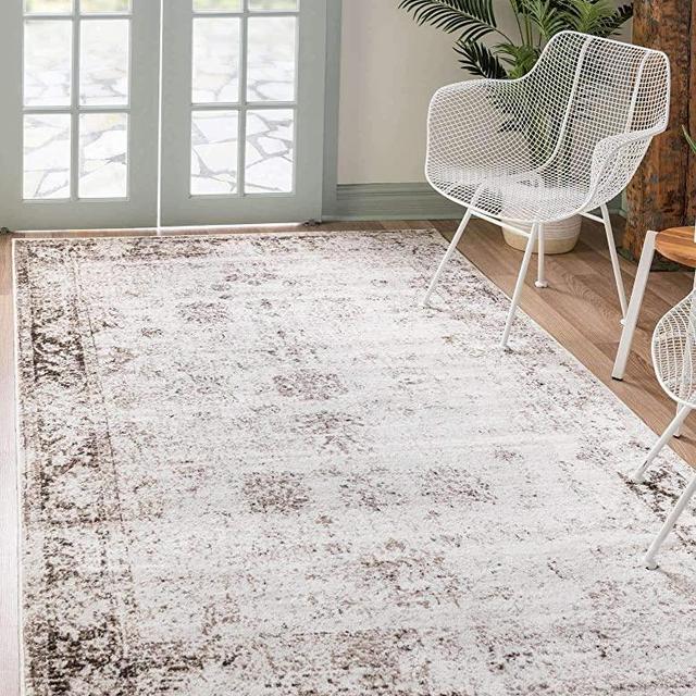 Unique Loom Sofia Collection Traditional Vintage Area Rug, 9' x 12', Ivory/Brown