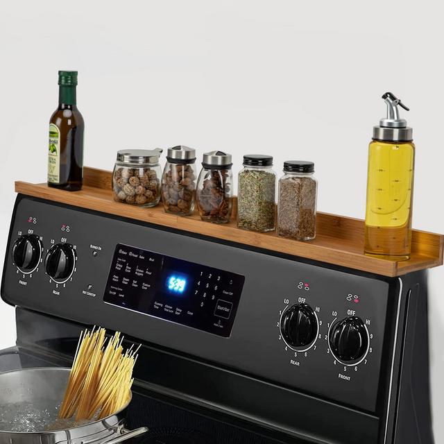 HBHJUAO Stove Shelf Magnetic Shelf for Kitchen Stove,Over the Stove Shelf Bamboo Shelf for Kitchen Stove ,30-Inch Shelf Set of 2 for Stovetop cooper