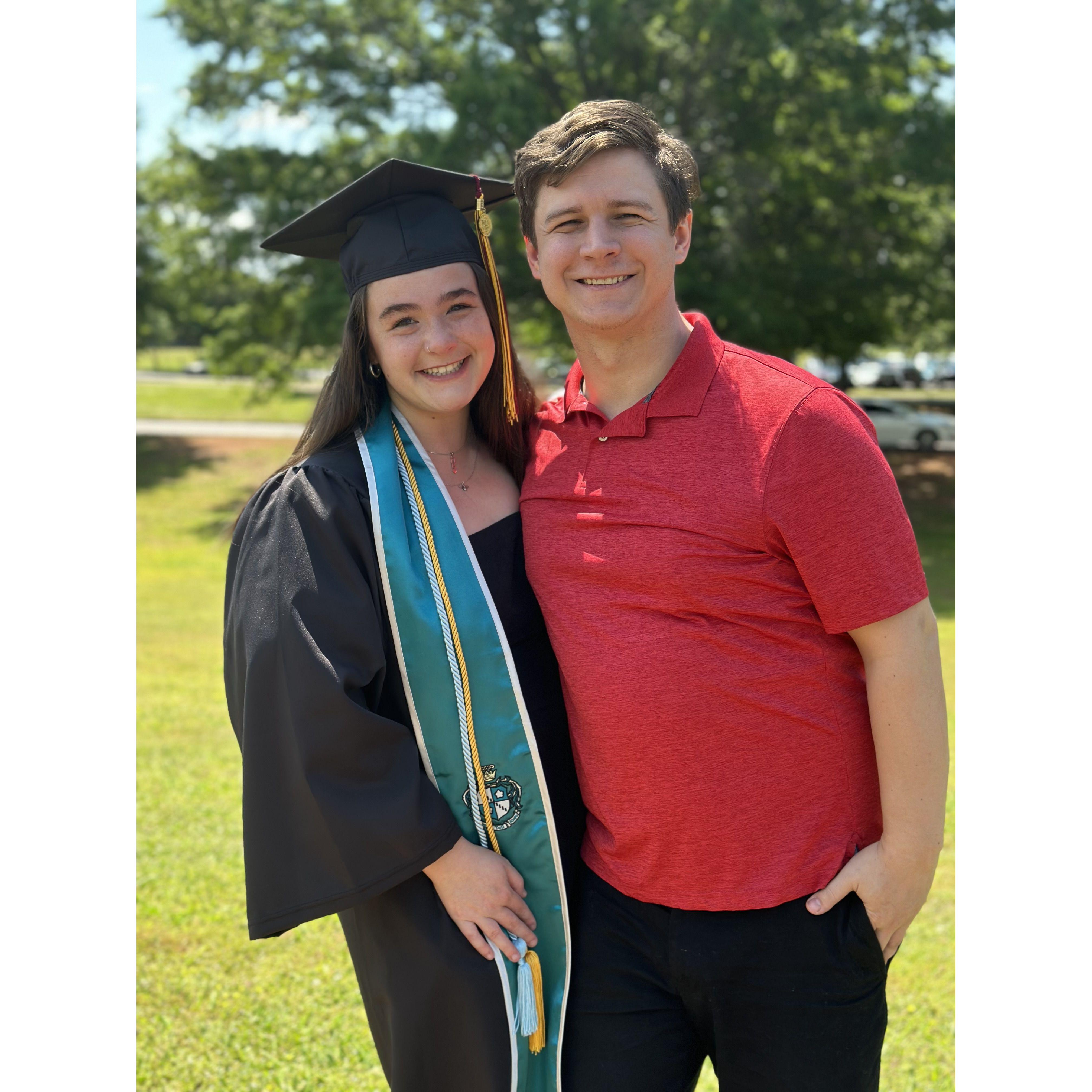 Piper graduated from college with a Theatre Education degree in May of 2023 with Dustin and her family there to support her.