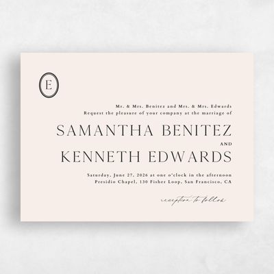Linen, Beige Wedding Invitation - Manarola Landscape