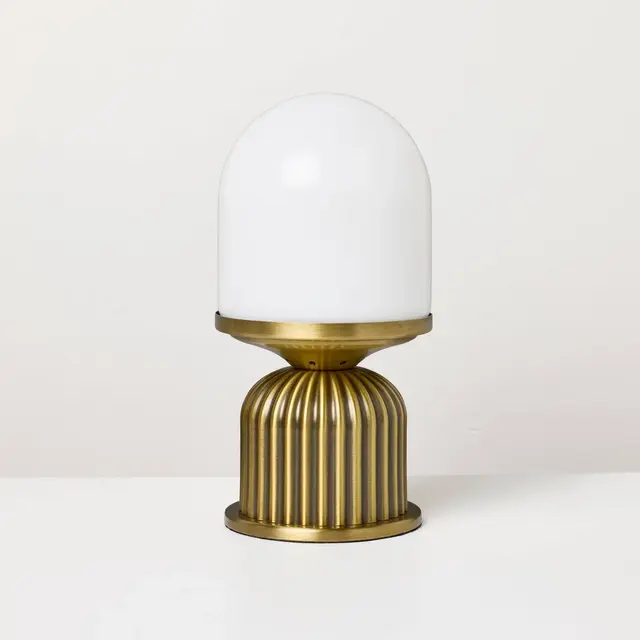 Brass Fluted and Frosted Glass Accent Table Lamp Brass/White - Hearth & Hand™ with Magnolia