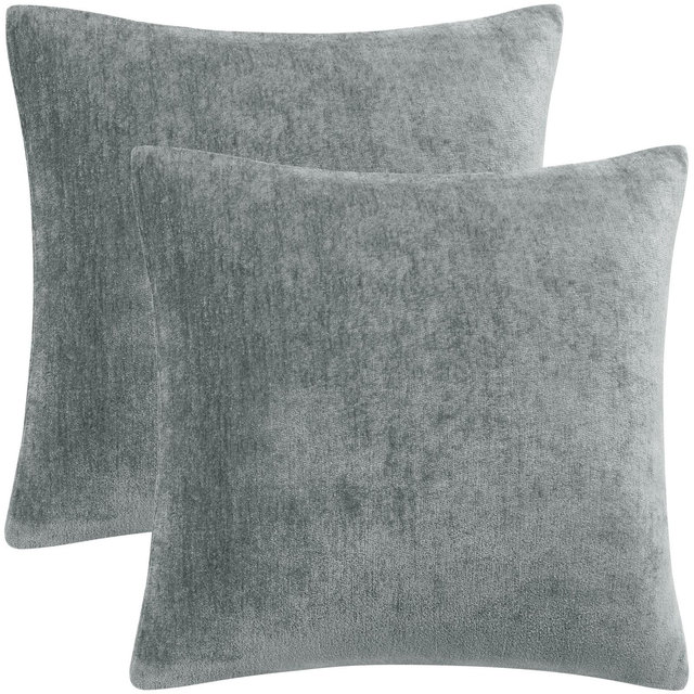 PiccoCasa Chenille Soft Decorative Cushion Water Repellent Throw Pillowcases 2 Pcs Light Gray 20"x20"