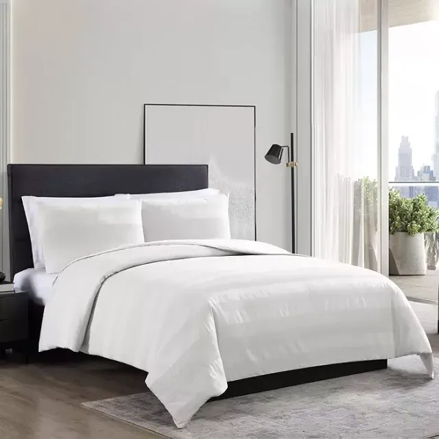 Waffle Stripe Bone King Duvet Cover Set