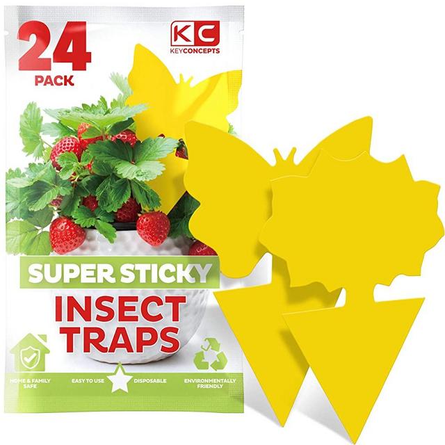 Fruit Fly Traps Indoor (Shapes, 24-Pack), Yellow Sticky Traps for Gnats, Gnat Killer for Indoor - Fruit Fly Trap for Kitchen - Fungus Gnat Traps House Plants, Yellow Sticky Fly Traps