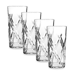 Top Shelf Hand Cut Crystal Bevel Highball (Set of 4)