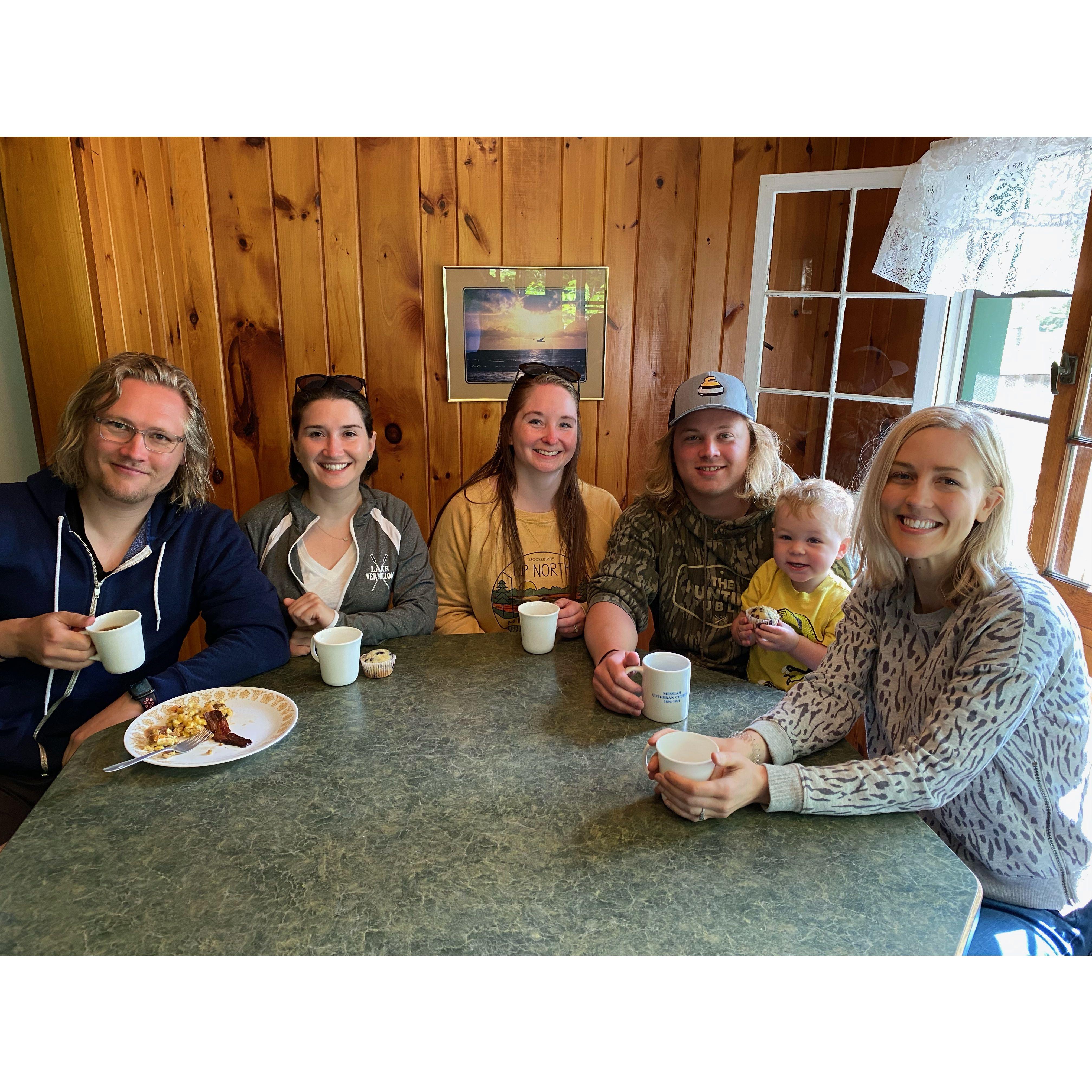 Family cabin with Than's family, (L-R) sister-in-law Sara, brother Ben, nephew Grady and sister Carrie.