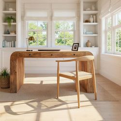 Storied Home, 3-Drawer Mango Wood Desk | Zola