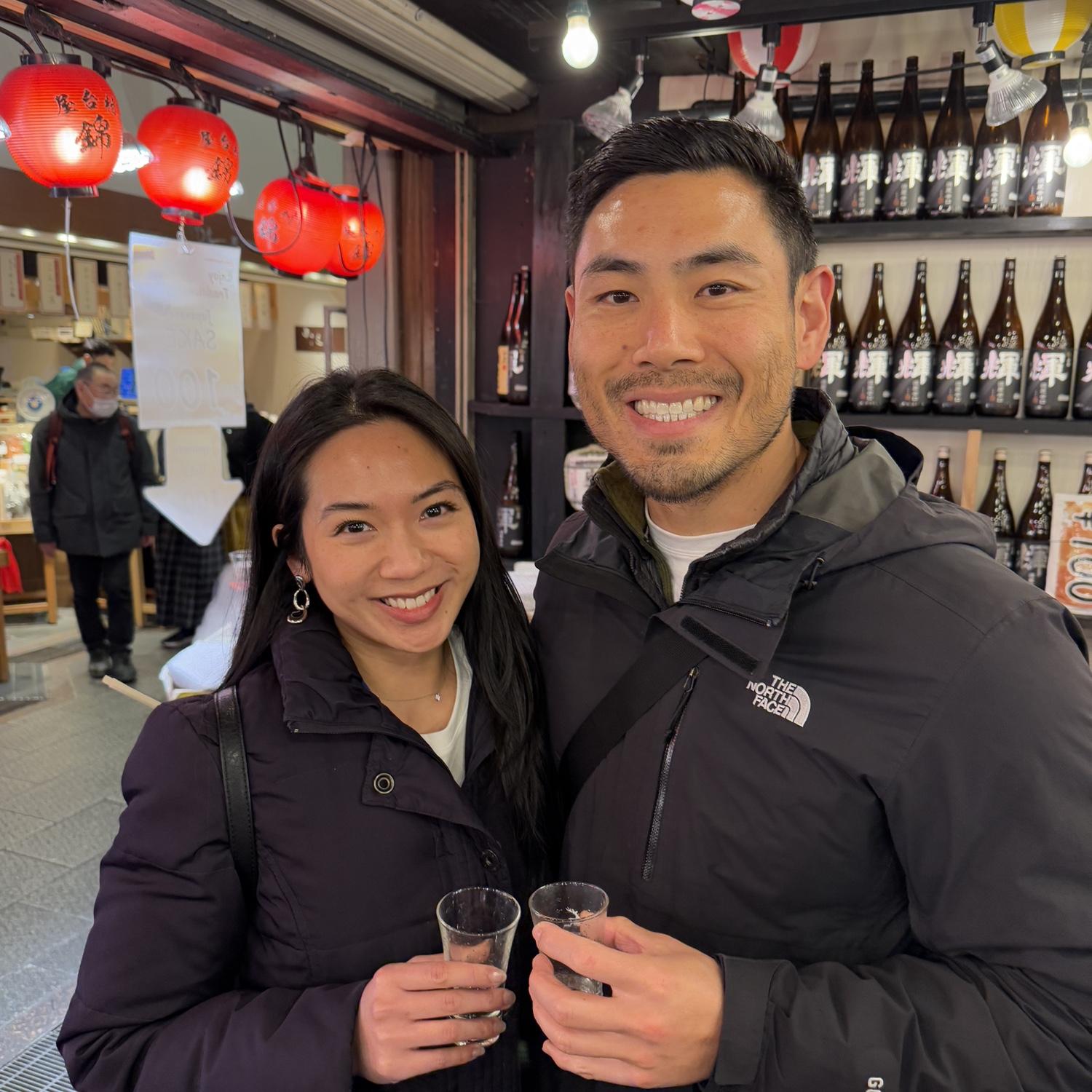 Lots of 100-yen sake