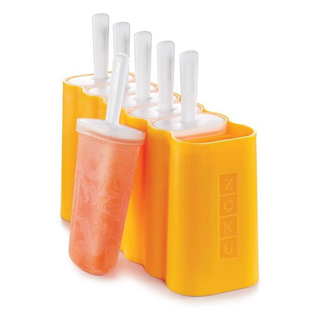 Zoku Mod Pops, 6 Classic Popsicle Molds in One Compact Tray With Sticks and Drip-guards, Easy-release, BPA-free