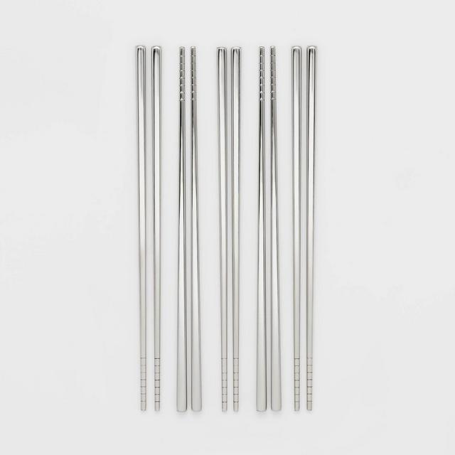 5pk Stainless Steel Chopsticks Set Silver - Threshold™