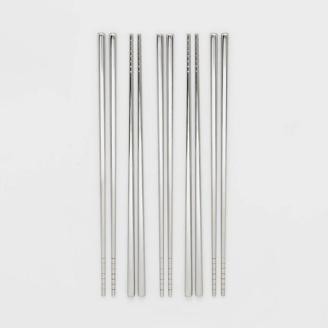 5pk Stainless Steel Chopsticks Set Silver - Threshold™