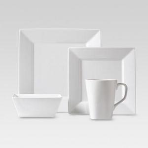 Square Rim Porcelain 16pc Dinnerware Set White - Threshold™