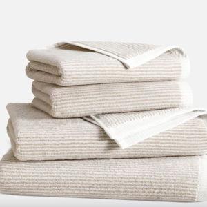 Plush Turkish Cotton Bath Towel Bundle in Striped Pebble