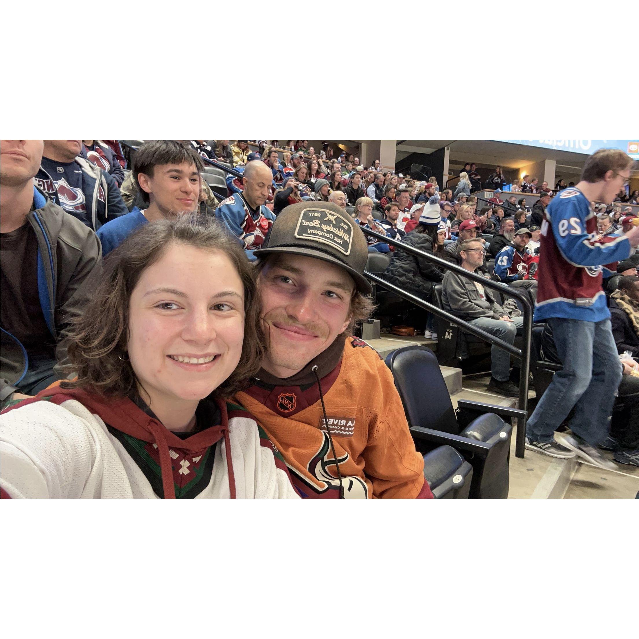 Our first hockey game, Go Coyotes!