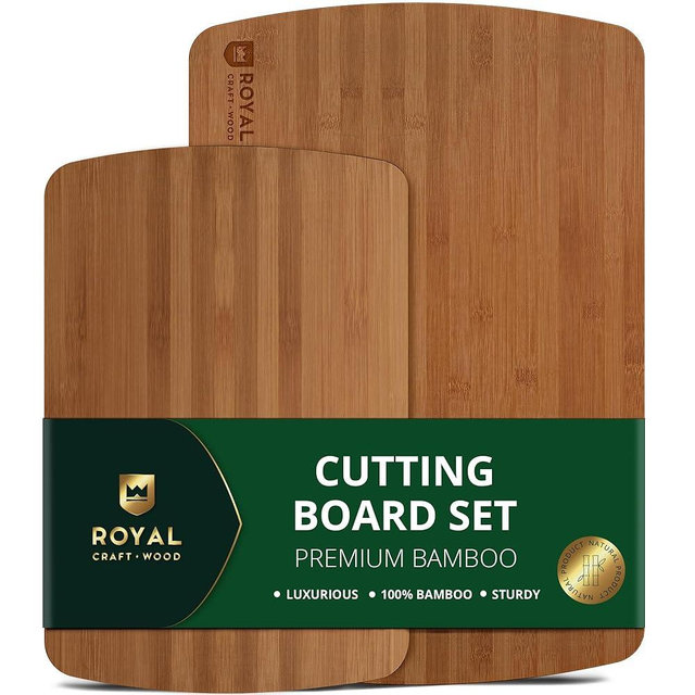 ROYAL CRAFT WOOD Wooden Cutting Boards for Kitchen Meal Prep & Serving - Non Toxic cutting board Bamboo Wood Serving Board Set - Charcuterie & Chopping Butcher Block for Meat