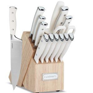 Cuisinart 15-Piece Knife Set with Block, High Carbon Stainless Steel, Forged Triple Rivet, Natural C77CTR-15P