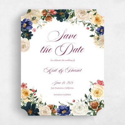 Yellow Ticket Wedding Save the Date - Moderna Portrait